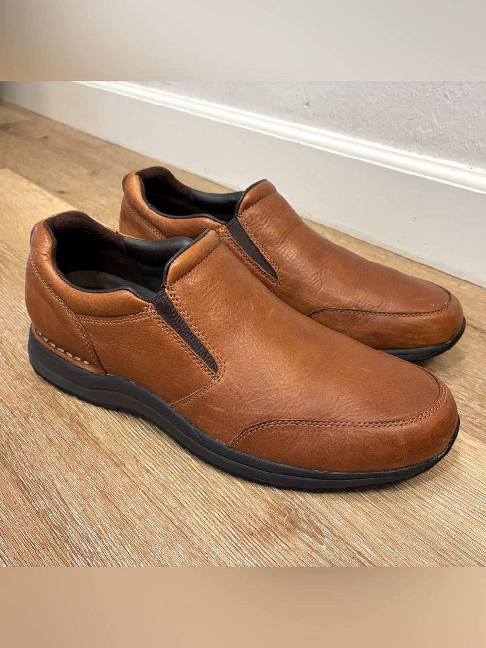 Rockport Men's Edge Hill II Double Gore Slip On Shoes Brown Leather Men’s 12